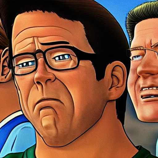 Prompt: king of the hill movie poster. hyperdetailed photorealism