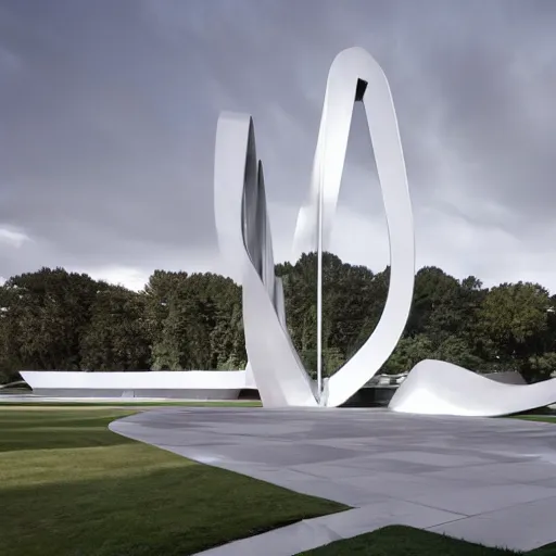 Image similar to a shiny and solemn memorial by zaha hadid