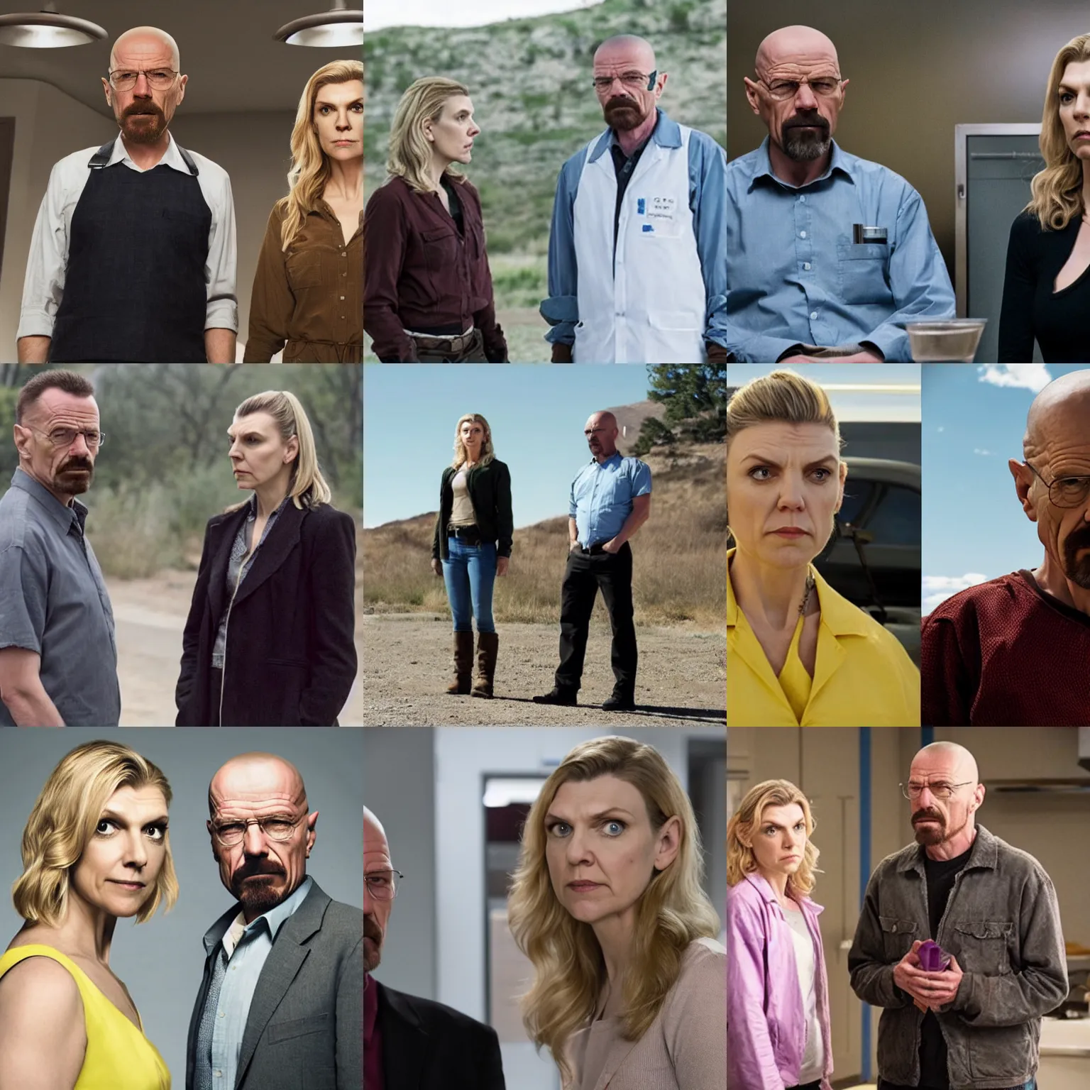 Prompt: braking bad rhea seehorn meets walter white