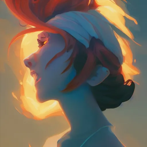 Image similar to woman with fire as her hair, behance hd by jesper ejsing, by rhads, makoto shinkai and lois van baarle, ilya kuvshinov, rossdraws global illumination