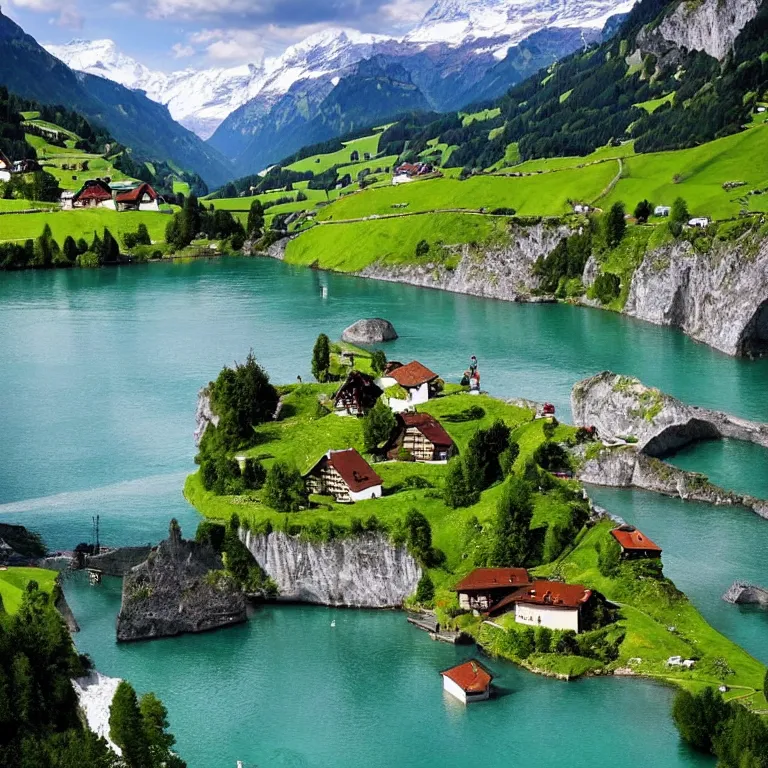 Image similar to Incredible beautiful landscape of Switzerland, stunning.