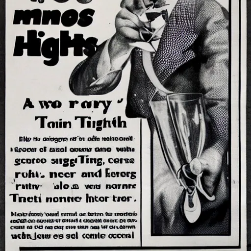 Image similar to vintage advertisement for a tonic that makes fingers longer, high resolution scan