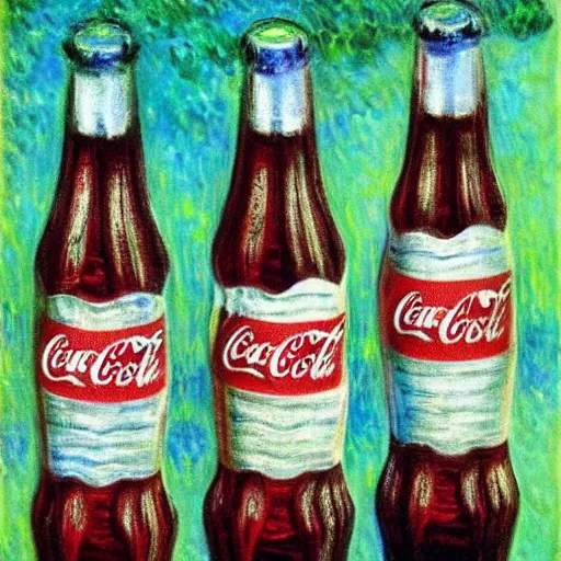 Prompt: Impressionist Coca Cola by Claude Monet
