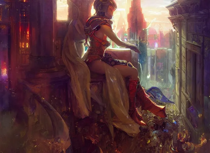 Image similar to medieval cyberpunk by vladimir volegov and alexander averin and delphin enjolras and daniel f. gerhartz