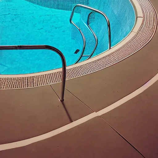 Image similar to Beautiful 2000s phone-camera , soft liminal Photograph inside a public-pool