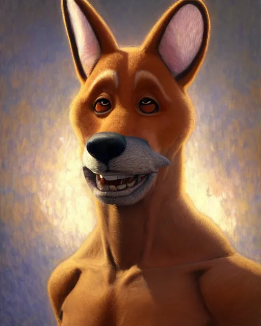 Prompt: painting of anthromorphic male canine dogman, star trek, zootopia, fursona, furaffinity, 4 k, deviantart, furry art, very expressive detailed feminine face, gaston bussiere, craig mullins, jc leyendecker, gustav klimt, artgerm, greg rutkowski, alphonse mucha