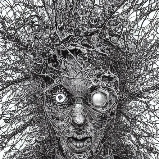 Prompt: shintaro kago yoji shinkawa and victo ngai godmachine psychedelic deepdream gravely heavenly cellular human body apophasis glorious energy of the sun cybernetic organism of pure energy and light synthetic emotional symposium of death psychedelic psychological conundrums intricate detailed hyperrealism photo - realistic demon hyperdetailed intricate hyperrealism beautiful forest