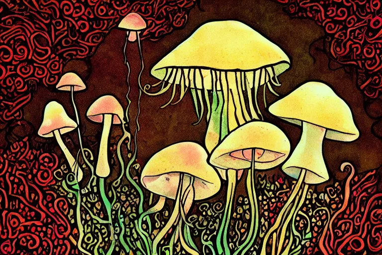 Prompt: a medicine for melancholy : how magic mushrooms can teach us to tell ourselves new stories illustration by steele savage