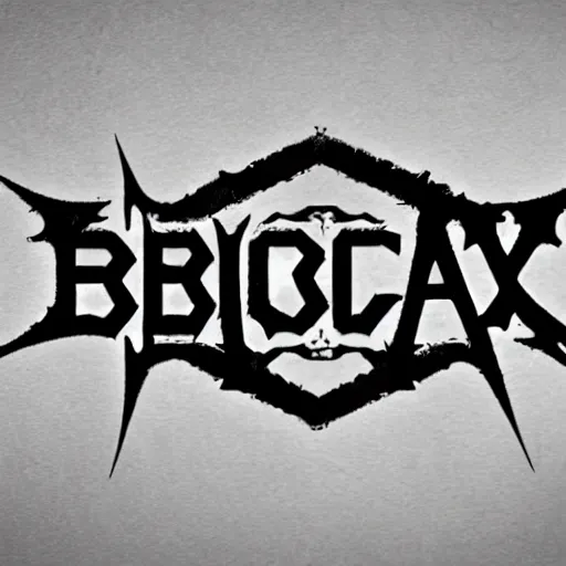 Image similar to black metal band logo, metal font, unreadable, futuristic font