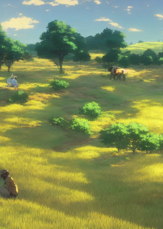 Image similar to golden farmland, makoto shinkai