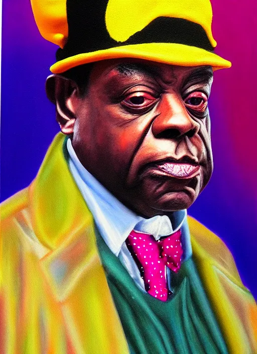 Image similar to portrait of del boy trotter, close up, high detail, radiant lighting, obscure render aesethic, magical background, gaudy colors, painting