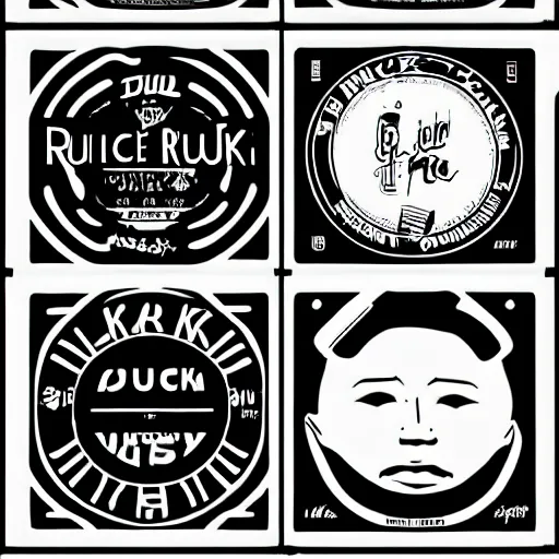 Image similar to black on white graphic design stickers in style of david rudnick, eric hu, guccimaze, acid, y 2 k, 4 k sharpening,