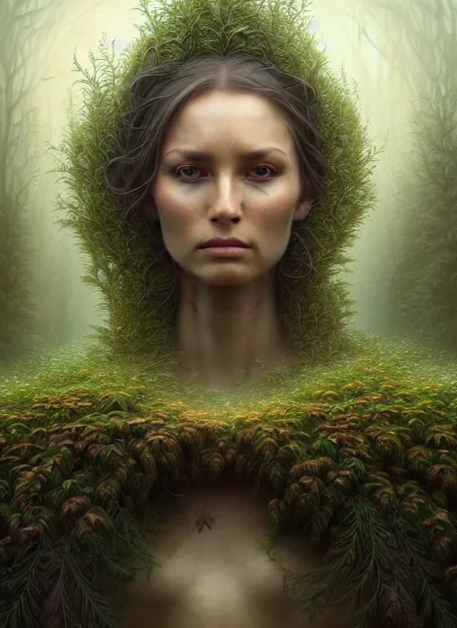 Prompt: closeup portrait shot of a connection with nature in a scenic dystopian environment, intricate, elegant, highly detailed, centered, digital painting, artstation, concept art, smooth, sharp focus, illustration, artgerm, tomasz alen kopera, peter mohrbacher, donato giancola, joseph christian leyendecker, wlop, boris vallejo