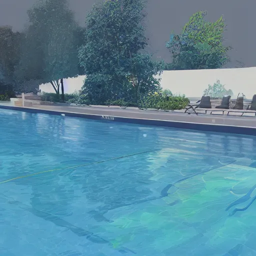 Image similar to swimming pool, digital art by kevin gnutzmans, artstation