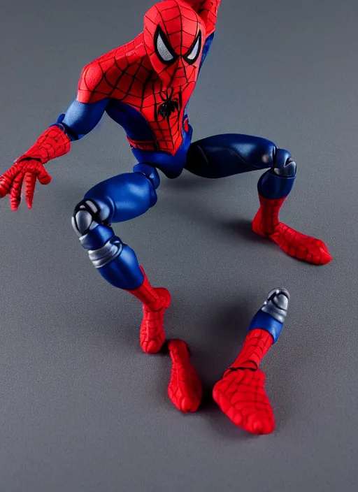 Prompt: product photography of a claymation action figure mechanical spiderman, depth of field, zeiss lens, detailed, centered, by erwin olaf, joop geesink, wes anderson, breathtaking, 8 k resolution, extremely detailed, beautiful, establishing shot, realistic materials, hyperrealistic