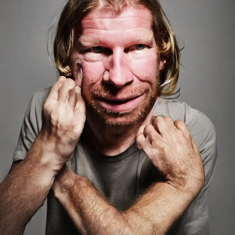 Prompt: studio portrait of aphex twin by mario testino 4K