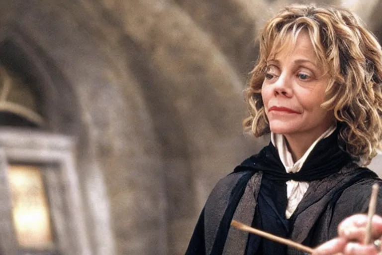 Image similar to film still Meg Ryan as Minerva McGonagall in Harry Potter movie