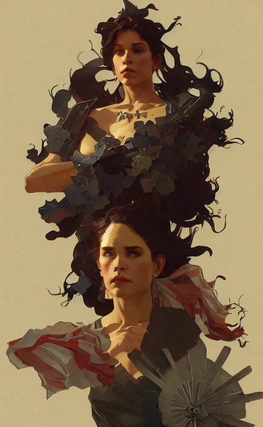 Image similar to a personification of the united states of america, highly detailed, digital painting, artstation, concept art, sharp focus, illustration, art by greg rutkowski and alphonse mucha