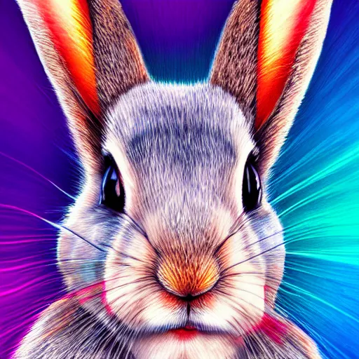 Prompt: cute rabbit portrait, colorful background, fantasy art, concept, art, computer art, high detail, 4 k