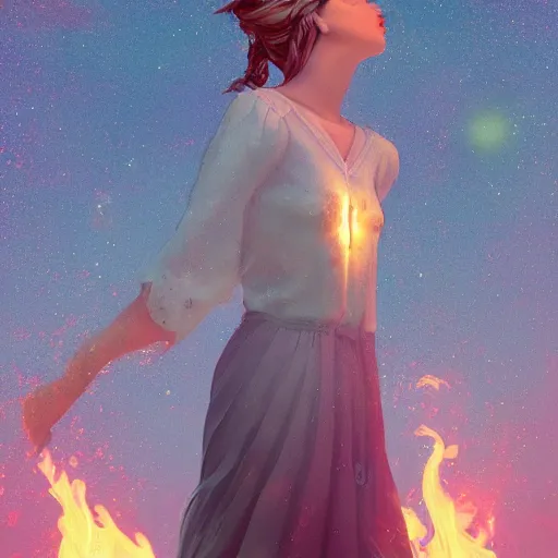 Image similar to All the little hopes and dreams that you've acquired they weigh you down and now you're burning in the fire, high quality, 8k, trending on Artstation, beautiful, surreal