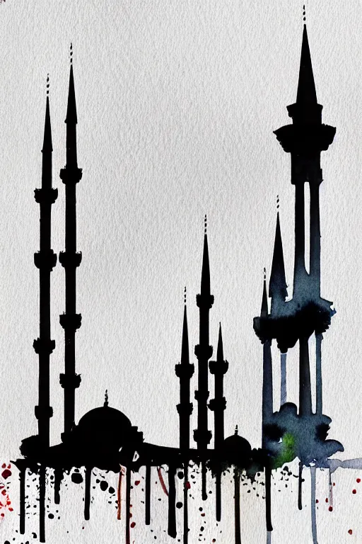 Image similar to minimalist watercolor splash ink art of istanbul