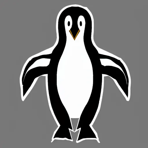 Prompt: linux penguin with half robot face, digital art