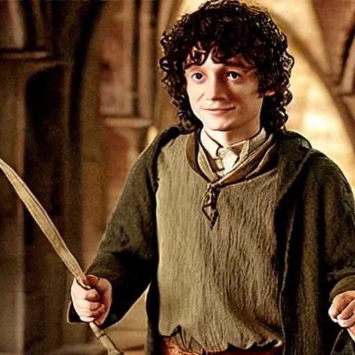 Image similar to frodo baggins in hogwarts