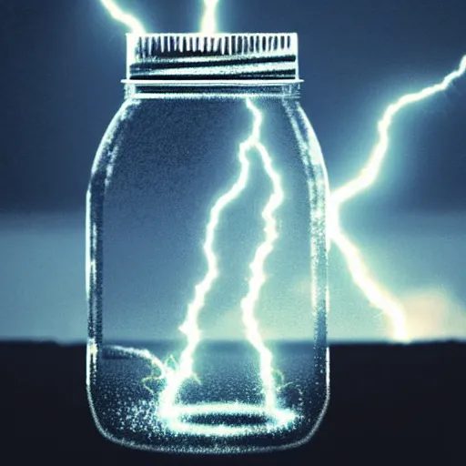 Image similar to lightning captured in a mason jar, scifi, ultra realistic, highly detailed, bright, cinematic