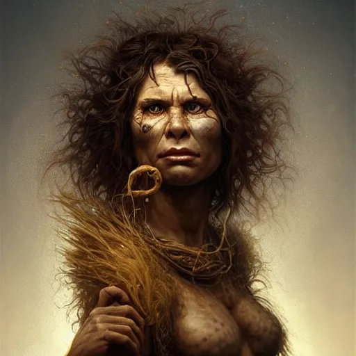 Image similar to portrait of beautiful neanderthal woman. gritty texture. highly detailed, centered, digital painting, artstation, concept art, smooth, sharp focus, golden hour, illustration, artgerm, tomasz alen kopera, peter mohrbacher, donato giancola, joseph christian leyendecker, frank frazetta, boris vallejo