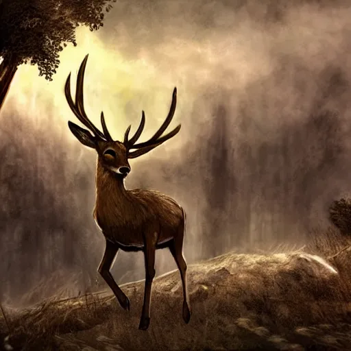 Image similar to deer in the style of dark souls