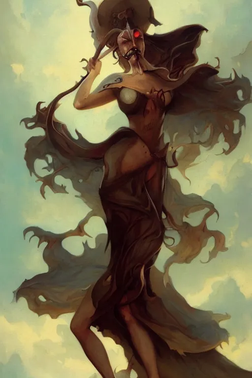 Image similar to Witch by Peter Mohrbacher in the style of Gaston Bussière, Art Nouveau