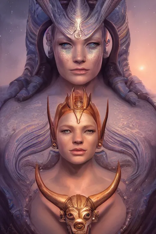 Image similar to portrait of a beautiful female hybrid atlantean anubis elsa jean, alien warrior regal, realistic, refined, detailed, digital art, jessica rossier, michael cheval, esao andrews, steampunk, walt disney ( 1 9 3 7 ), francois boucher, oil painting, highly detailed, cinematic lighting, unreal engine, 8 k, hd