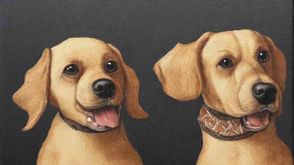 Image similar to painting of cute dog in style of leonardo da vinchi