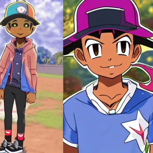 Image similar to lil nas x as a pokemon trainer, anime