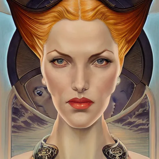 Image similar to a streamline moderne, art nouveau, multi - ethnic and multi - racial portrait in the style of charlie bowater, and in the style of donato giancola, and in the style of charles dulac. clear, expressive, very large eyes. symmetry, centered, ultrasharp focus, dramatic lighting, photorealistic digital painting, elegant, intricately detailed background.