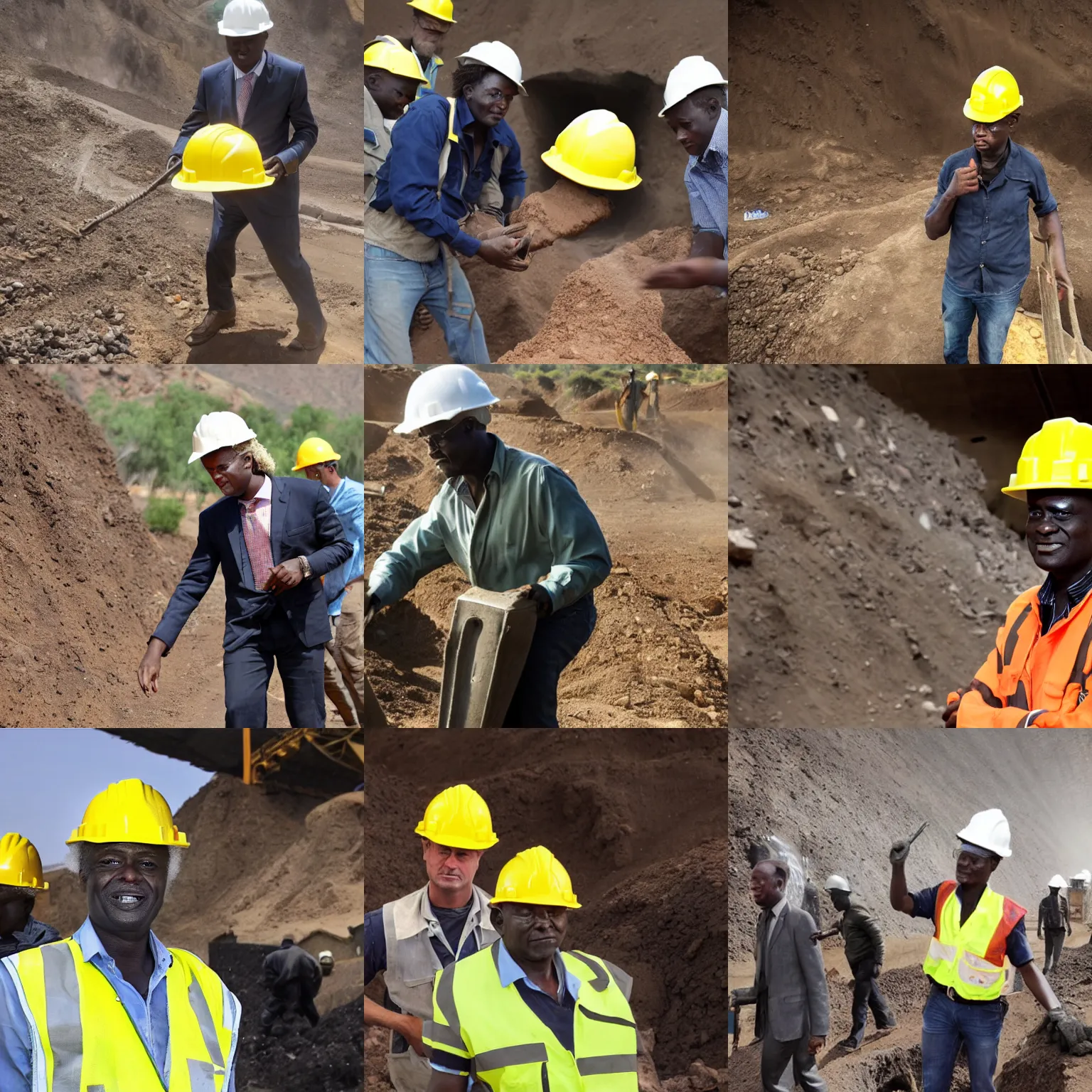 Prompt: african geert wilders working in mine wearing hardhat