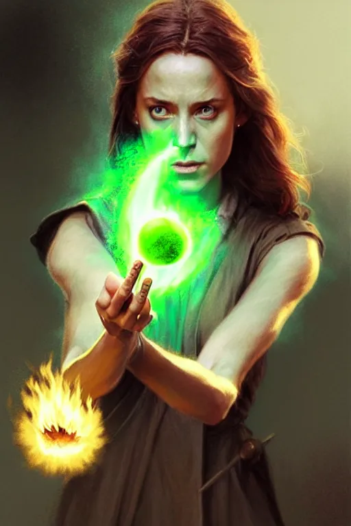 Image similar to a female wizard casting a green fireball | | pencil sketch, realistic shaded, fine details, realistic shaded lighting poster by greg rutkowski, magali villeneuve, artgerm, jeremy lipkin and michael garmash and rob rey