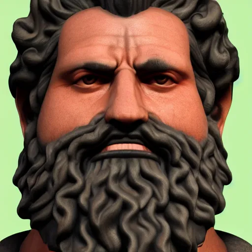 Prompt: a detailed 4 k high definition photograph of a face of hephaestus, with white beard and red eyes