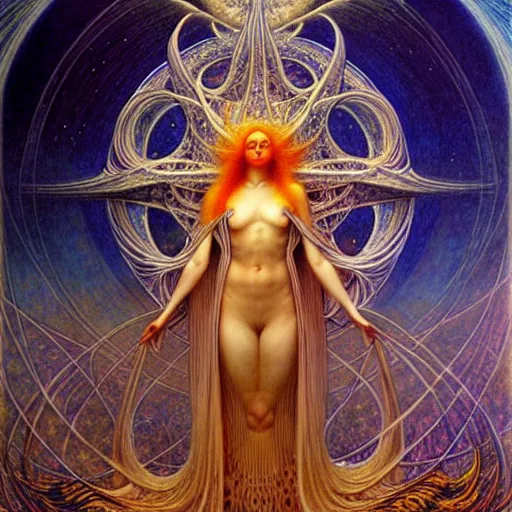 Image similar to Celestial Witch by Jean Delville and Karol Bak