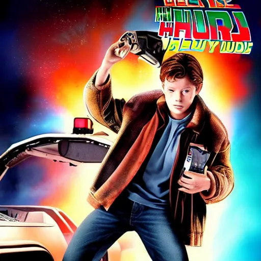 Image similar to Tom Holland, movie poster, starring as Marty mcfly, back to the future