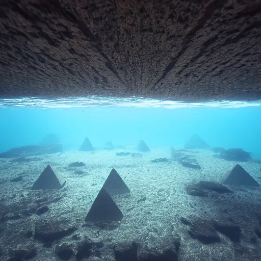 Prompt: Egypt pyramids underwater