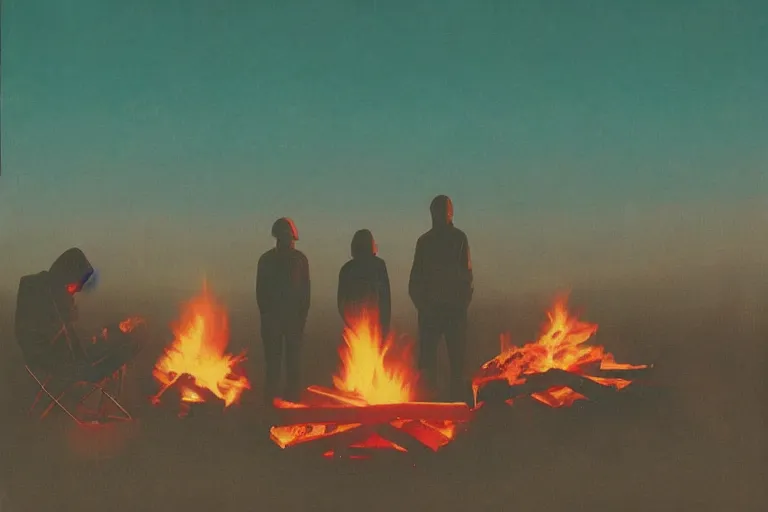 Prompt: campfire boards of Canada album cover, high quality