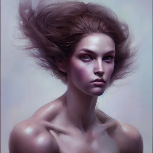 Prompt: painting of a very beautiful girl with muscles lifting weights, very beautiful face, pretty face, very detailed eyes by tom bagshaw, greg rutkowski, wlop