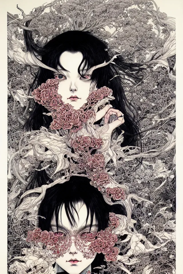 Image similar to Portrait painted in Superflat style drawn by Vania Zouravliov and Takato Yamamoto, inspired by Fables, intricate acrylic gouache painting, high detail, sharp high detail, manga and anime 1980