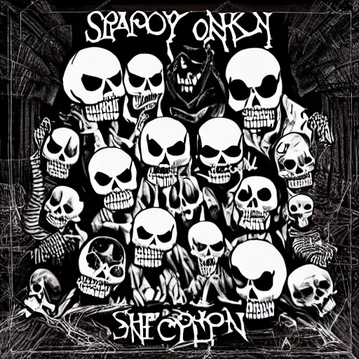 Image similar to spooky scary skeletons rap album cover, album cover