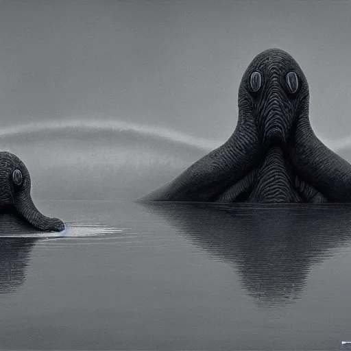 Image similar to water monster 4k by zdzisław beksiński