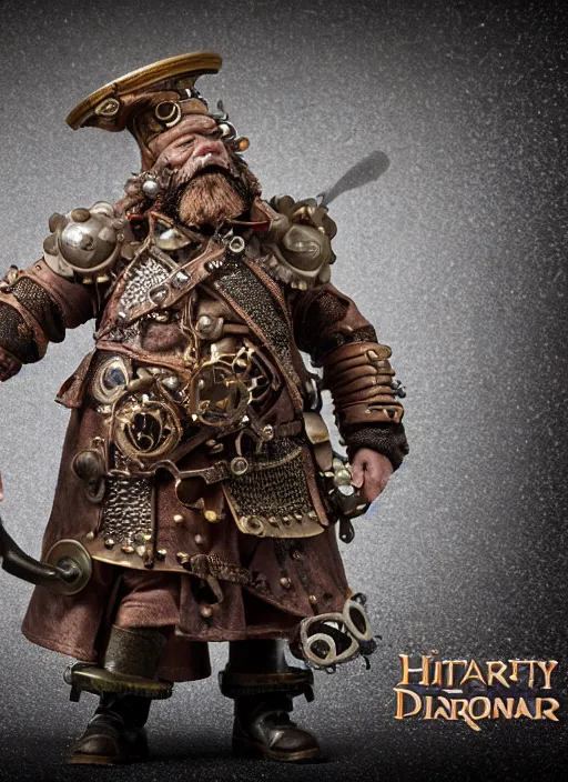 Image similar to 8 5 mm f 1. 8 photograph of a claymation steampunk warrior dwarf, highly detailed diorama, by erwin olaf, smooth, sharp foccus, commercial photography, fashion shoot