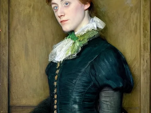 Image similar to a true-to-life portrait of Saoirse Ronan painted by John Everett Millais