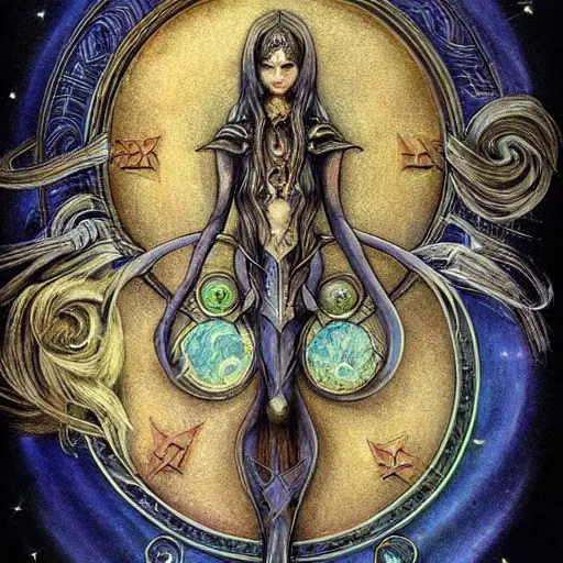 Image similar to detailed and sharp aquarius artistic zodiac artwork, mystic style, detailed, 8 k, detailed, symmetrical, by brian froud