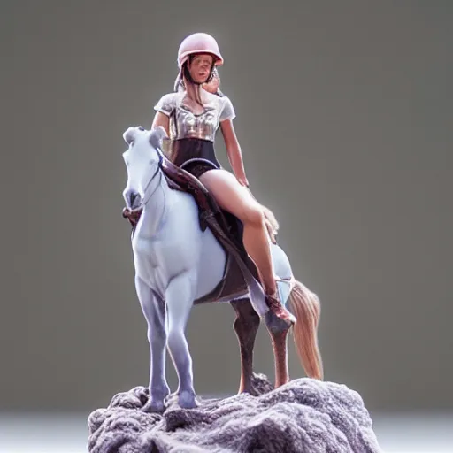 Image similar to 80mm resin detailed miniature of a Woman with a Horse, Product Introduction Photos, 4K, Full body, simple background